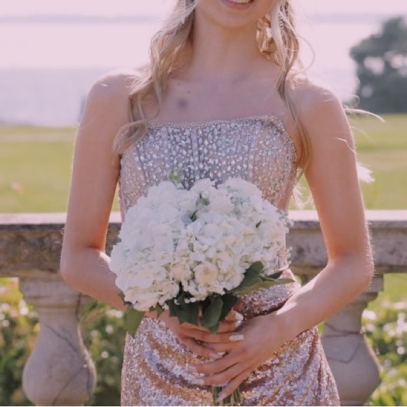 PROM DRESS - Petite, beaded, rose gold, corset - Picture 2 of 5